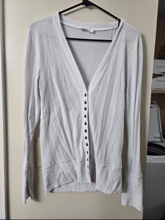 Sweaters - White Women's Button-Front Cardigan Sweater